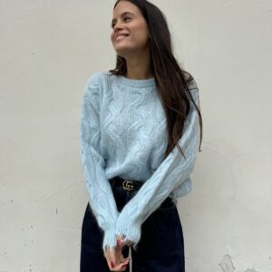 Maglione trecce kontatto azzurro